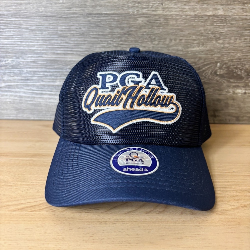 Quail Hollow Hat Cap Snap Back Blue Navy Mesh Retro PGA Championship Golf NEW